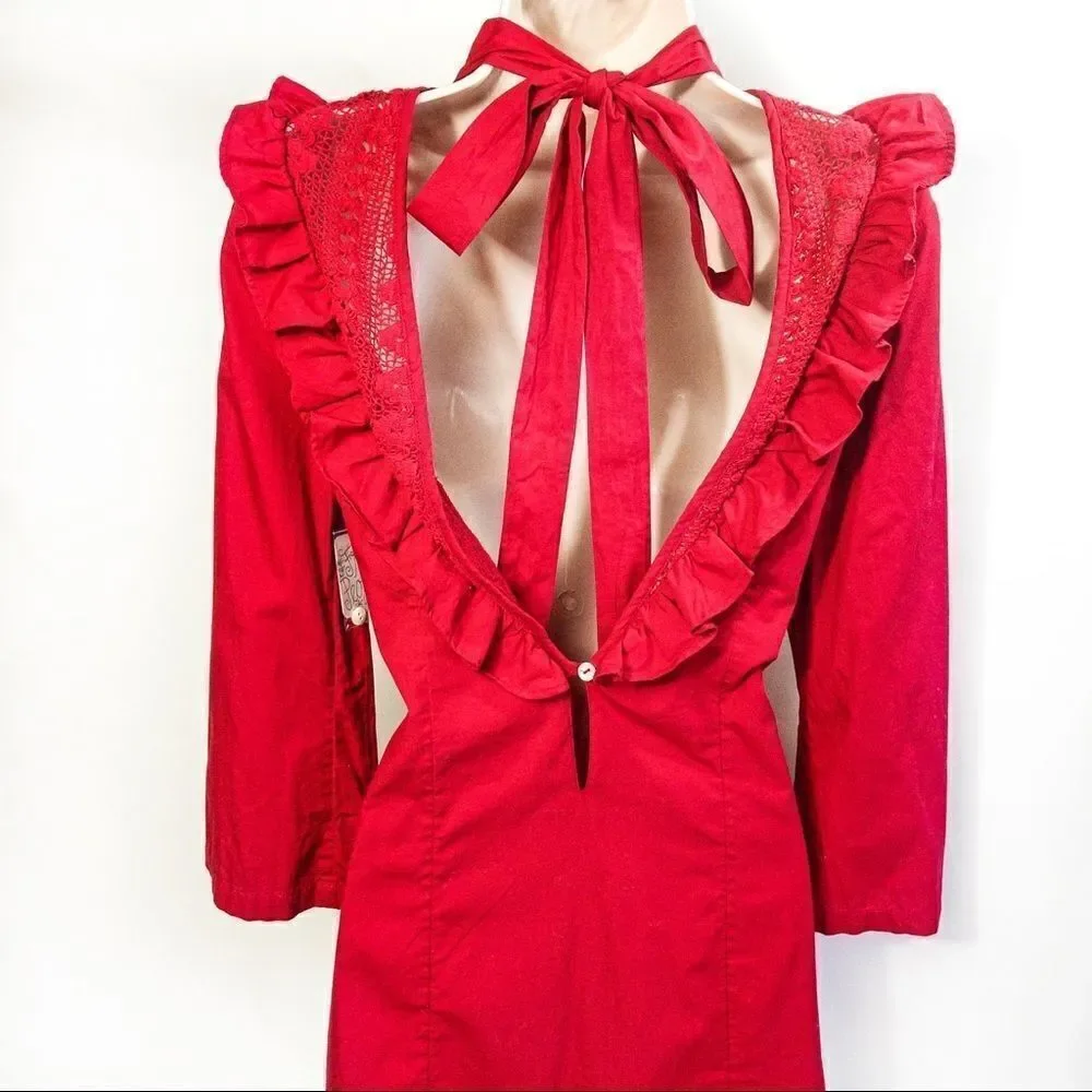 NWT Free People Red Ruffle Dress Sz XS